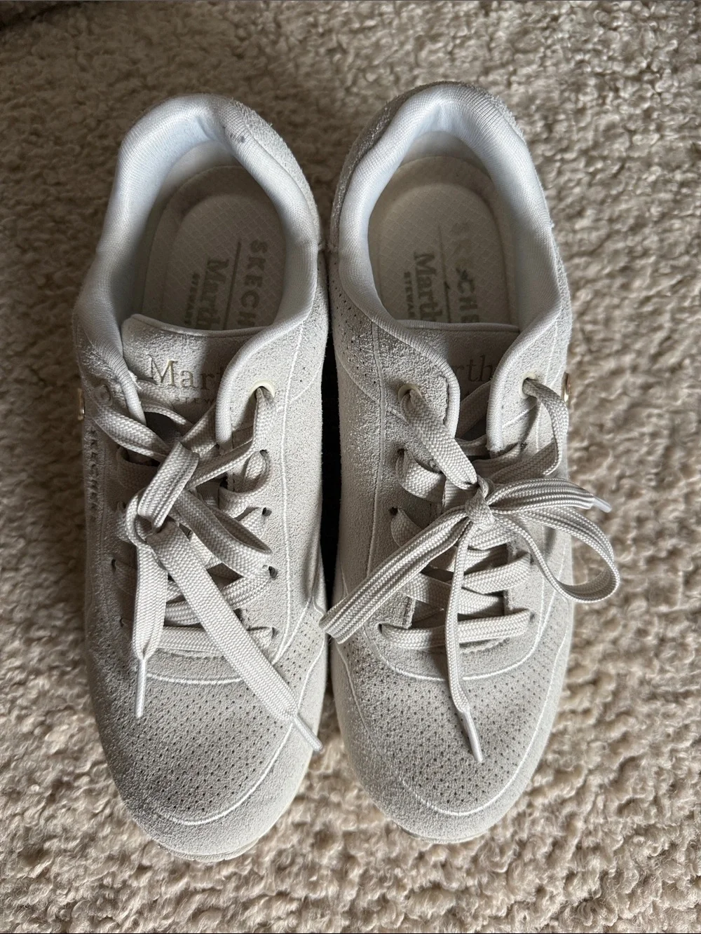 Martha Stewart Skechers Cream Suede-Style Comfort Sneakers size 8